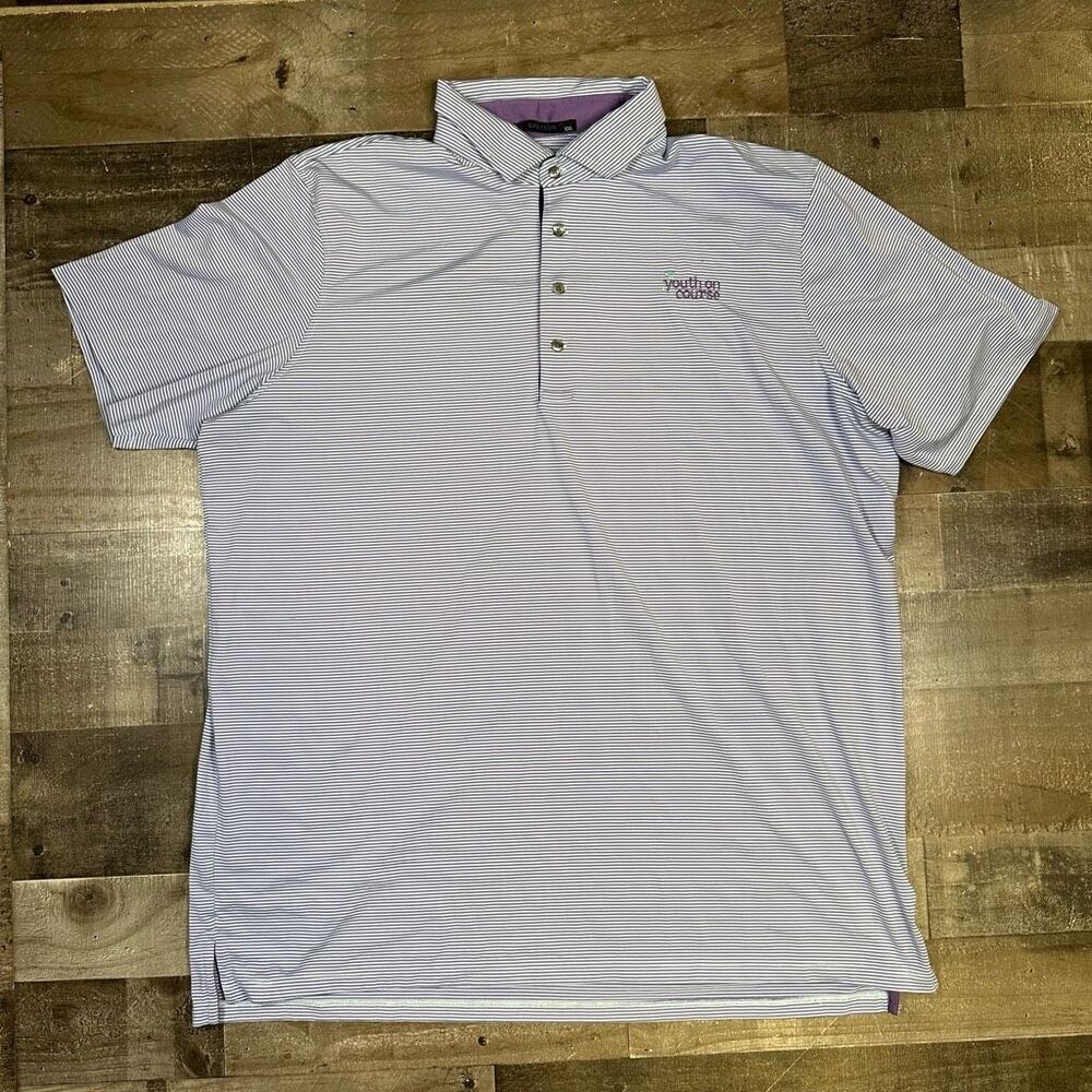 Greyson Men’s Size XXL Branded Polo Purple Striped Performance Active Shirt
